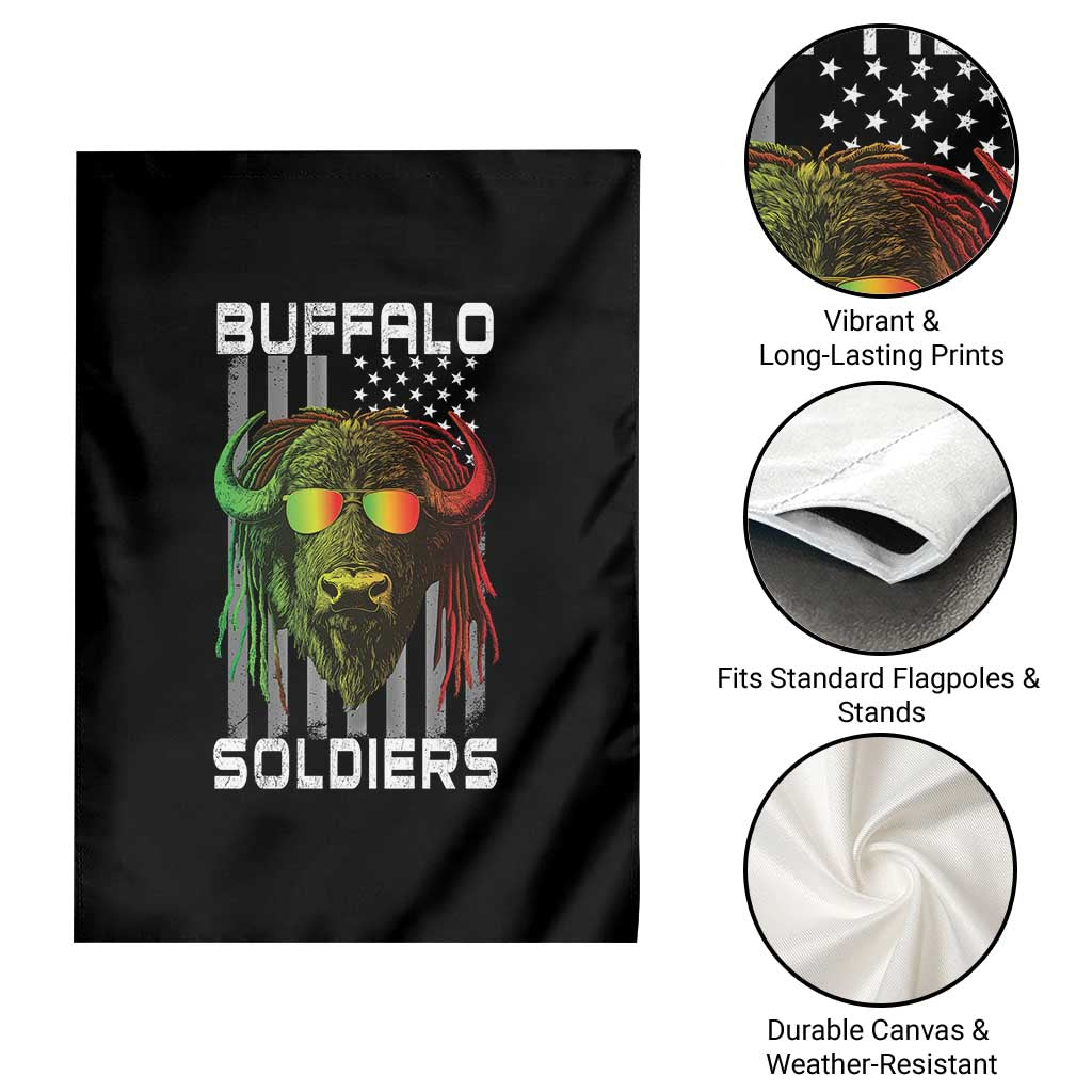 Retro Buffalo Soldiers Garden Flag 9th and 10th Cavalry African American Heros USA Flag - Wonder Print Shop