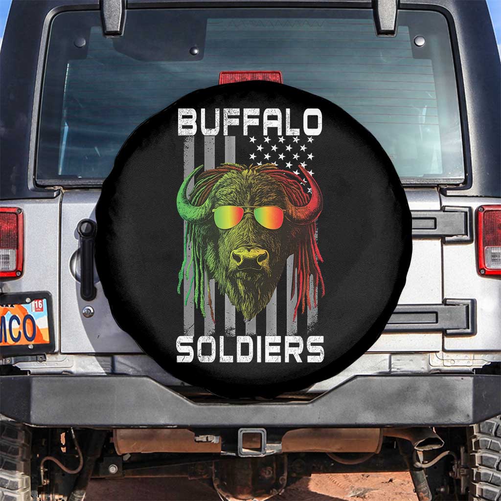 Retro Buffalo Soldiers Spare Tire Cover 9th and 10th Cavalry African American Heros USA Flag - Wonder Print Shop