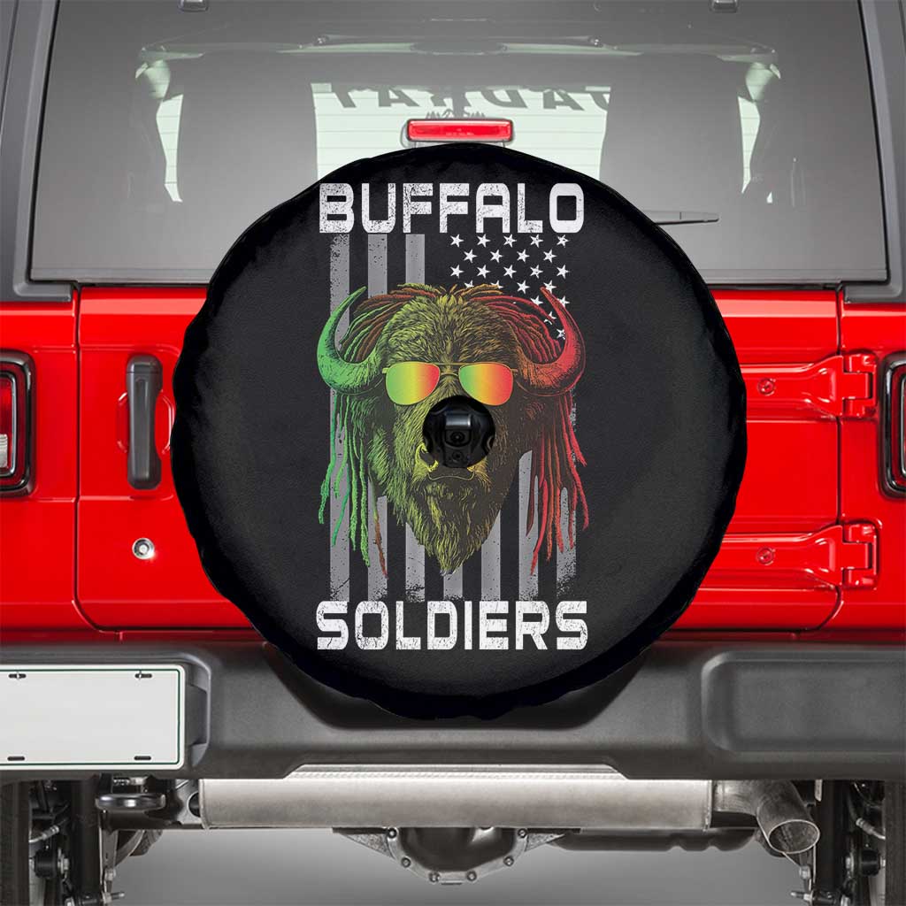Retro Buffalo Soldiers Spare Tire Cover 9th and 10th Cavalry African American Heros USA Flag - Wonder Print Shop