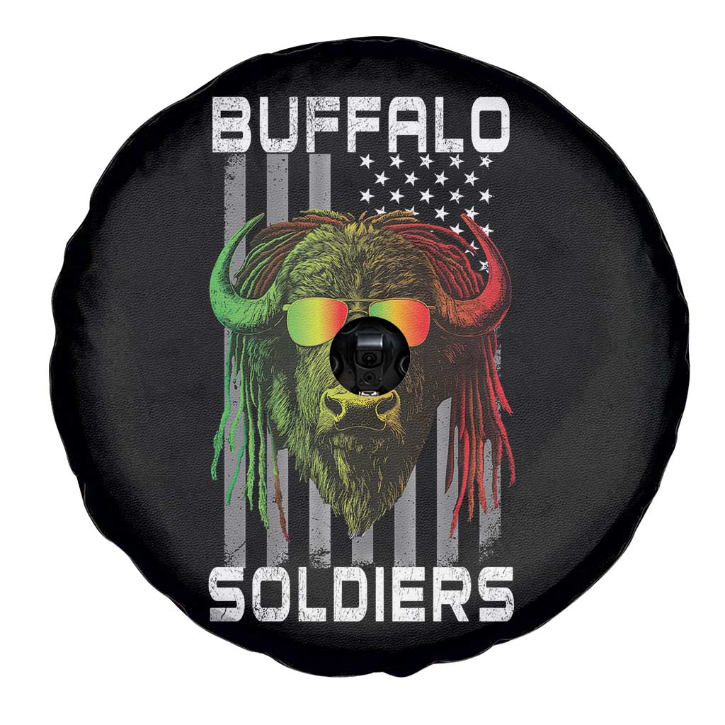 Retro Buffalo Soldiers Spare Tire Cover 9th and 10th Cavalry African American Heros USA Flag - Wonder Print Shop