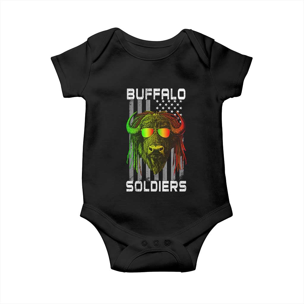 Retro Buffalo Soldiers Baby Onesie 9th and 10th Cavalry African American Heros USA Flag - Wonder Print Shop