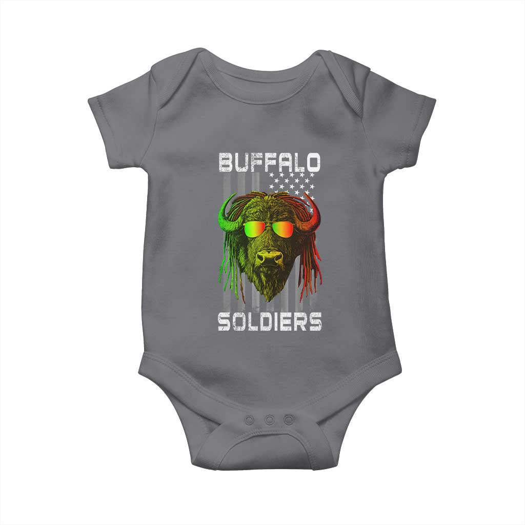 Retro Buffalo Soldiers Baby Onesie 9th and 10th Cavalry African American Heros USA Flag - Wonder Print Shop