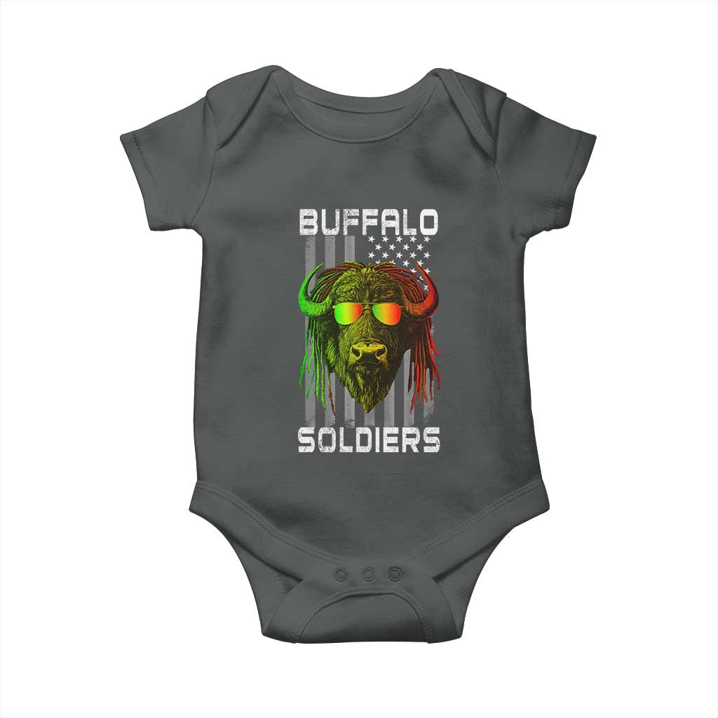 Retro Buffalo Soldiers Baby Onesie 9th and 10th Cavalry African American Heros USA Flag - Wonder Print Shop