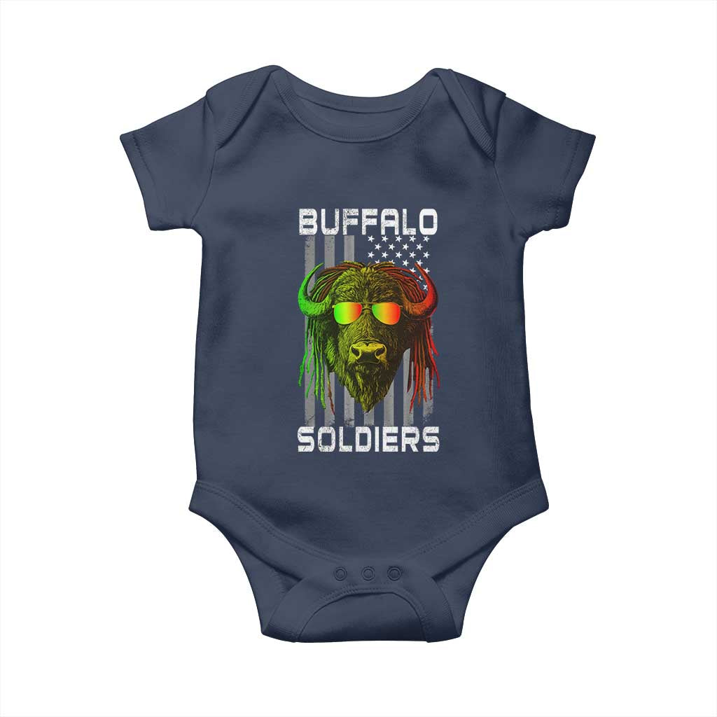 Retro Buffalo Soldiers Baby Onesie 9th and 10th Cavalry African American Heros USA Flag - Wonder Print Shop