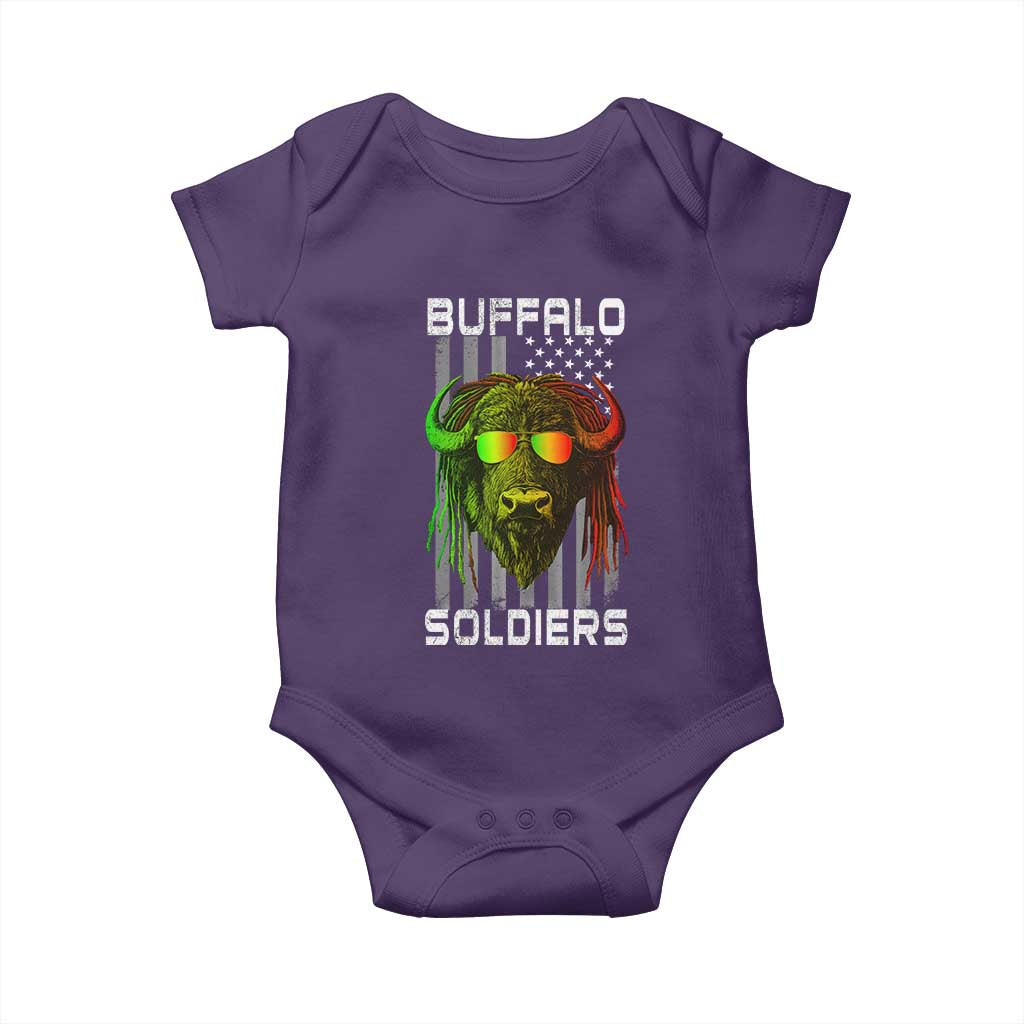 Retro Buffalo Soldiers Baby Onesie 9th and 10th Cavalry African American Heros USA Flag - Wonder Print Shop