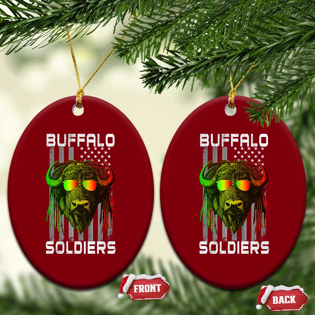 Retro Buffalo Soldiers Ceramic Ornament 9th and 10th Cavalry African American Heros USA Flag - Wonder Print Shop