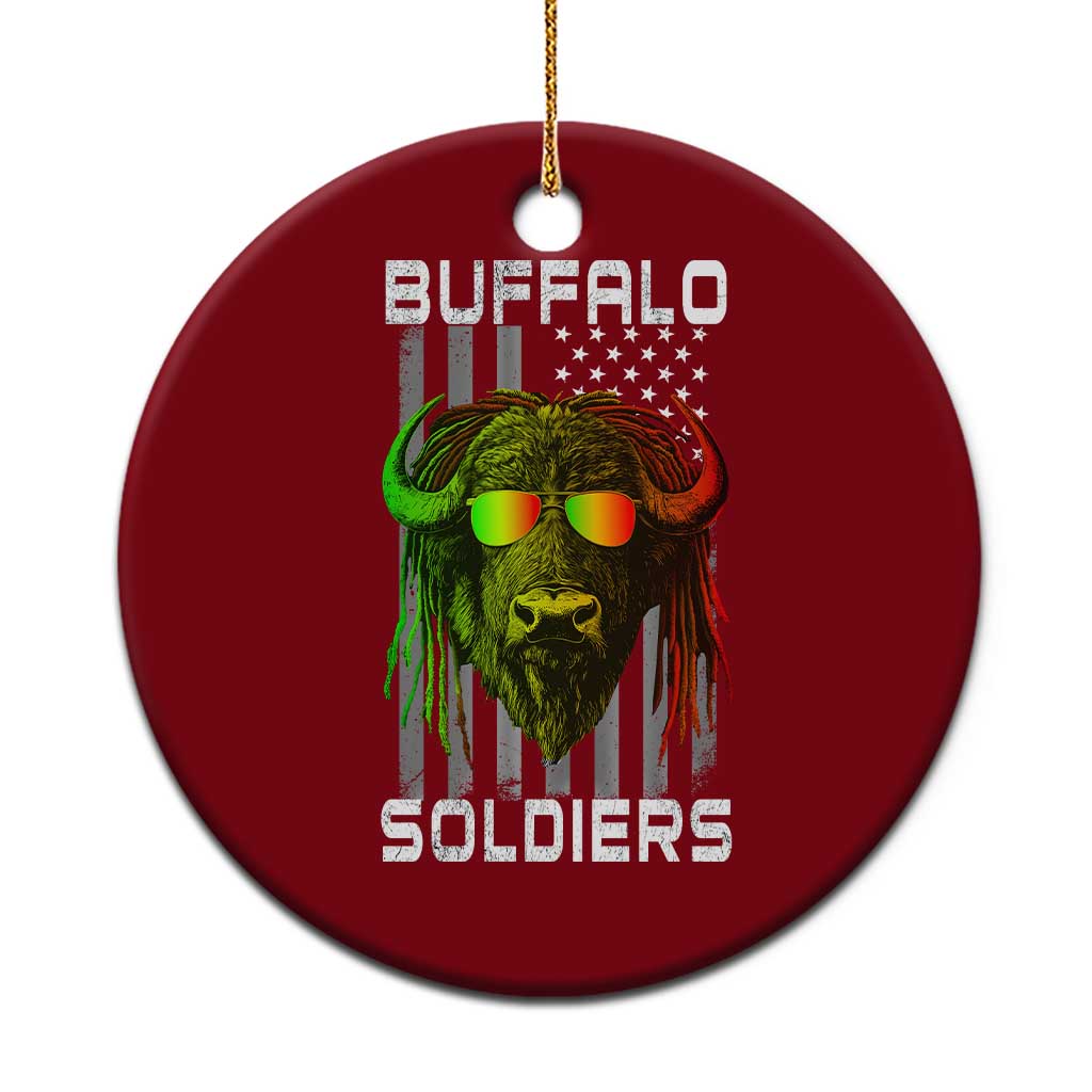 Retro Buffalo Soldiers Ceramic Ornament 9th and 10th Cavalry African American Heros USA Flag - Wonder Print Shop