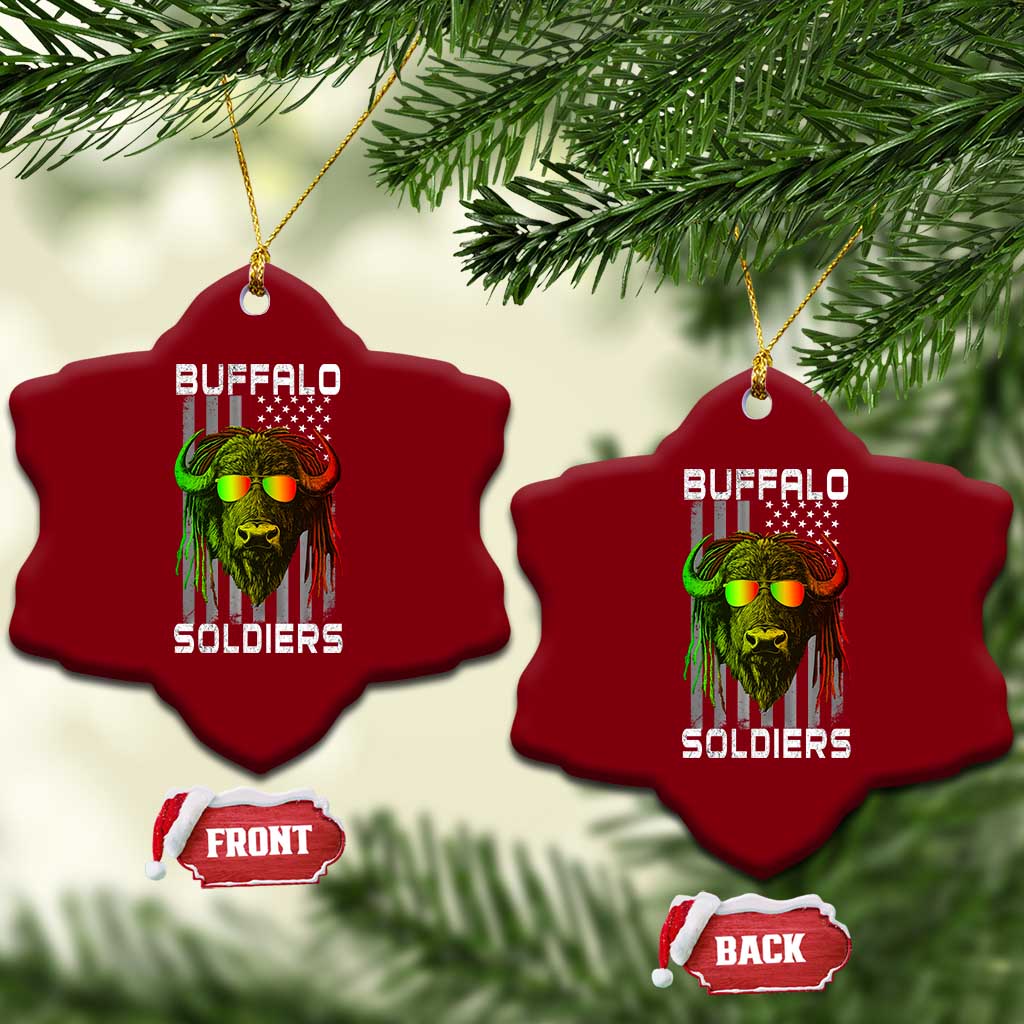 Retro Buffalo Soldiers Ceramic Ornament 9th and 10th Cavalry African American Heros USA Flag - Wonder Print Shop