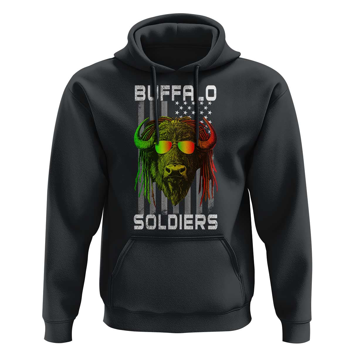 Retro Buffalo Soldiers Hoodie 9th and 10th Cavalry African American Heros USA Flag - Wonder Print Shop