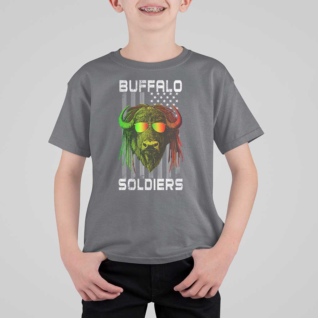 Retro Buffalo Soldiers T Shirt For Kid 9th and 10th Cavalry African American Heros USA Flag - Wonder Print Shop