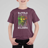 Retro Buffalo Soldiers T Shirt For Kid 9th and 10th Cavalry African American Heros USA Flag - Wonder Print Shop