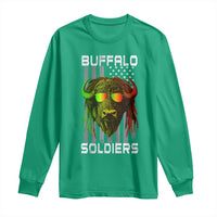 Retro Buffalo Soldiers Long Sleeve Shirt 9th and 10th Cavalry African American Heros USA Flag - Wonder Print Shop