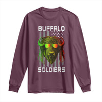 Retro Buffalo Soldiers Long Sleeve Shirt 9th and 10th Cavalry African American Heros USA Flag - Wonder Print Shop