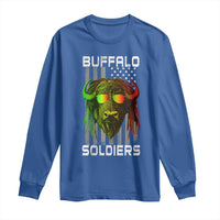 Retro Buffalo Soldiers Long Sleeve Shirt 9th and 10th Cavalry African American Heros USA Flag - Wonder Print Shop