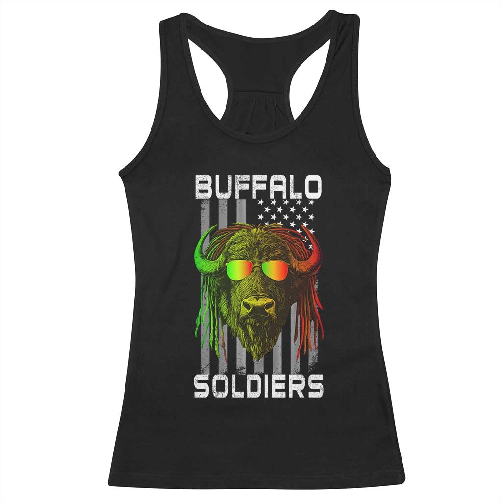Retro Buffalo Soldiers Racerback Tank Top 9th and 10th Cavalry African American Heros USA Flag - Wonder Print Shop