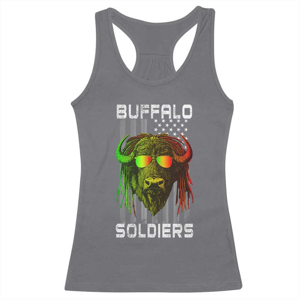 Retro Buffalo Soldiers Racerback Tank Top 9th and 10th Cavalry African American Heros USA Flag - Wonder Print Shop
