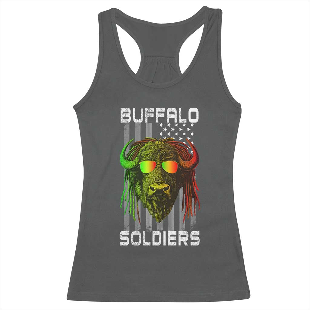 Retro Buffalo Soldiers Racerback Tank Top 9th and 10th Cavalry African American Heros USA Flag - Wonder Print Shop