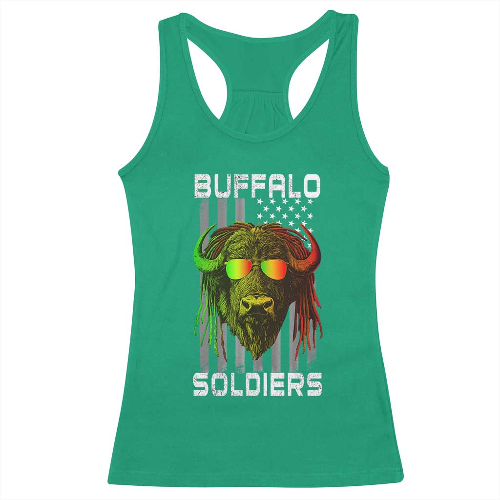 Retro Buffalo Soldiers Racerback Tank Top 9th and 10th Cavalry African American Heros USA Flag - Wonder Print Shop