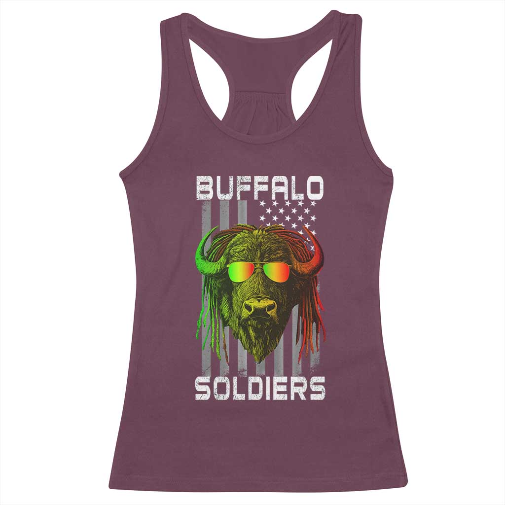 Retro Buffalo Soldiers Racerback Tank Top 9th and 10th Cavalry African American Heros USA Flag - Wonder Print Shop