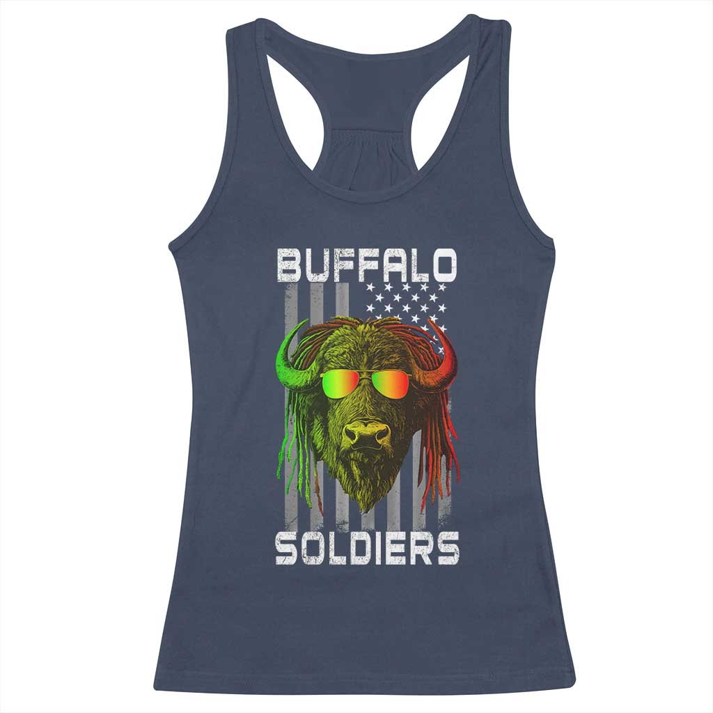 Retro Buffalo Soldiers Racerback Tank Top 9th and 10th Cavalry African American Heros USA Flag - Wonder Print Shop