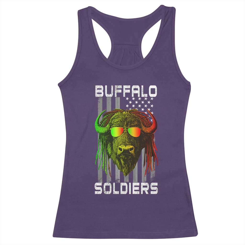 Retro Buffalo Soldiers Racerback Tank Top 9th and 10th Cavalry African American Heros USA Flag - Wonder Print Shop