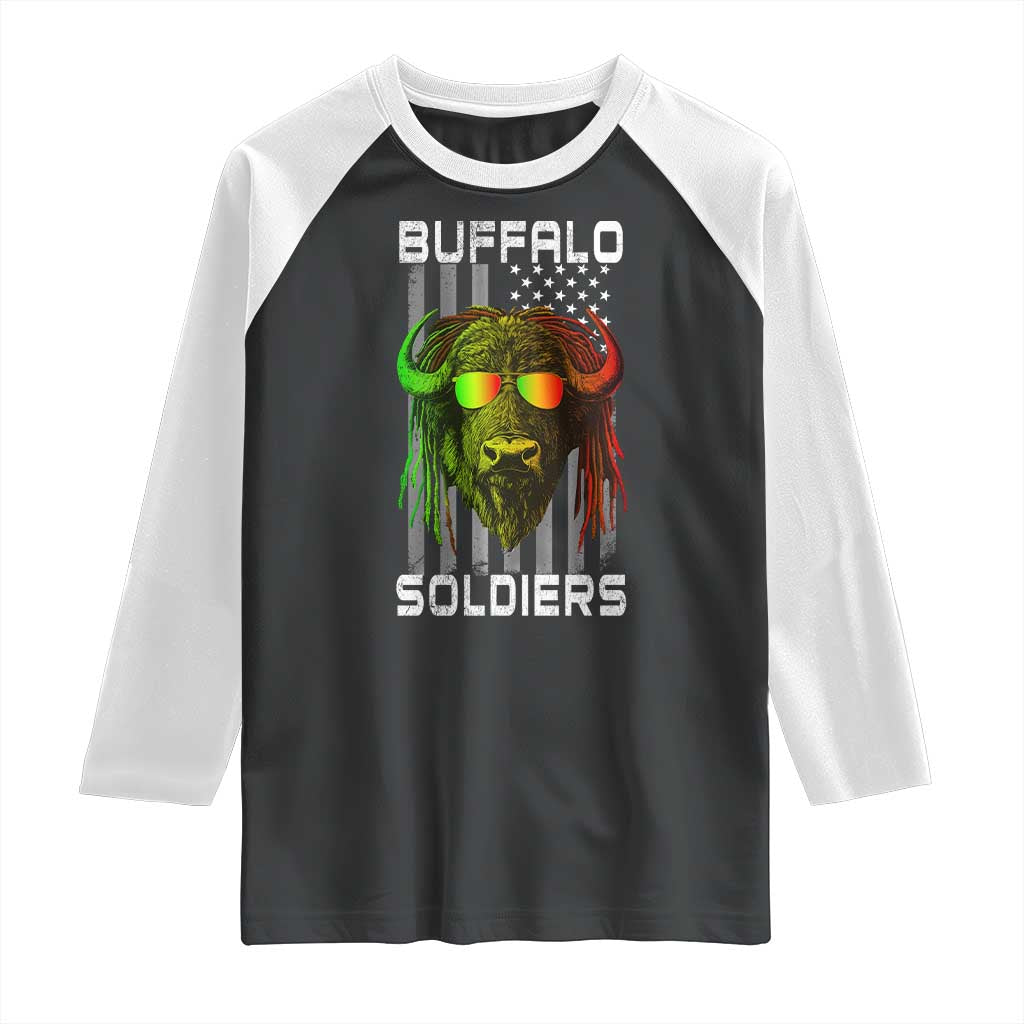Retro Buffalo Soldiers Raglan Shirt 9th and 10th Cavalry African American Heros USA Flag - Wonder Print Shop