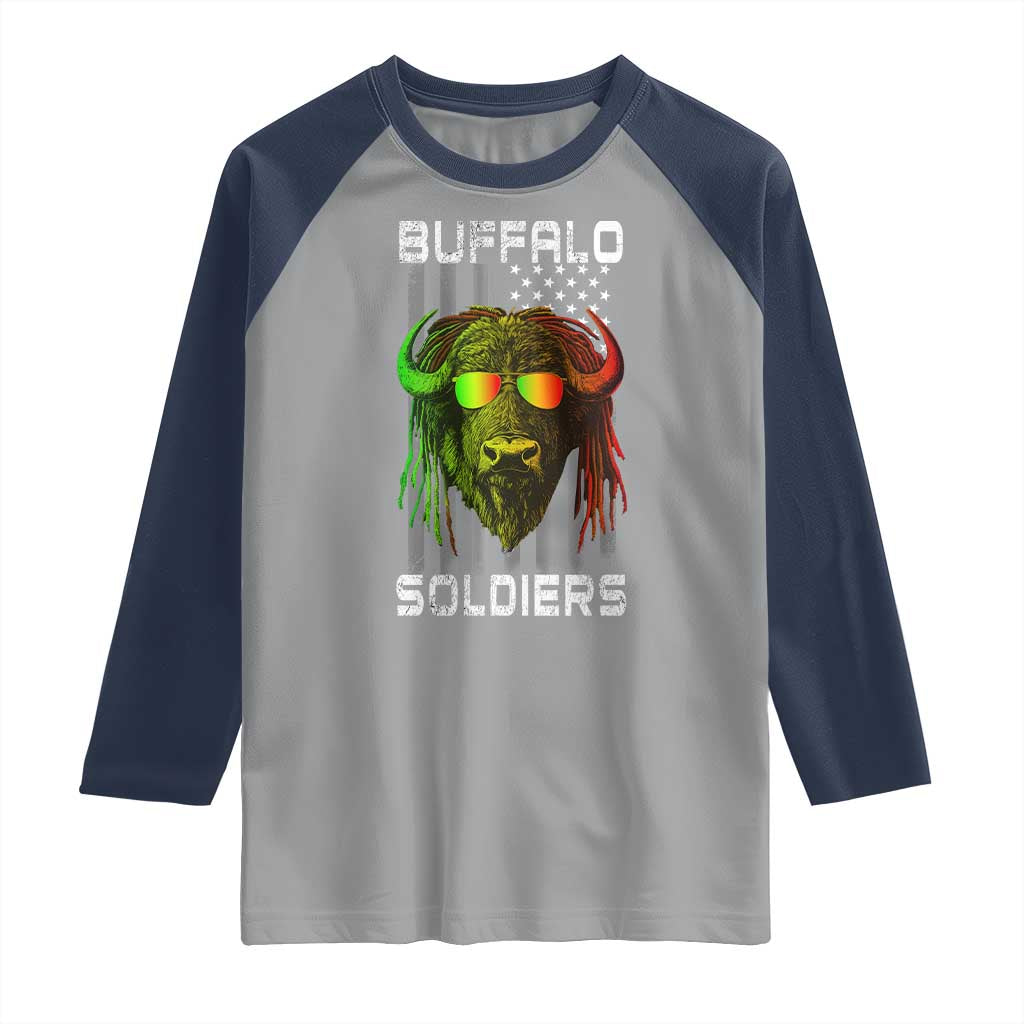 Retro Buffalo Soldiers Raglan Shirt 9th and 10th Cavalry African American Heros USA Flag - Wonder Print Shop