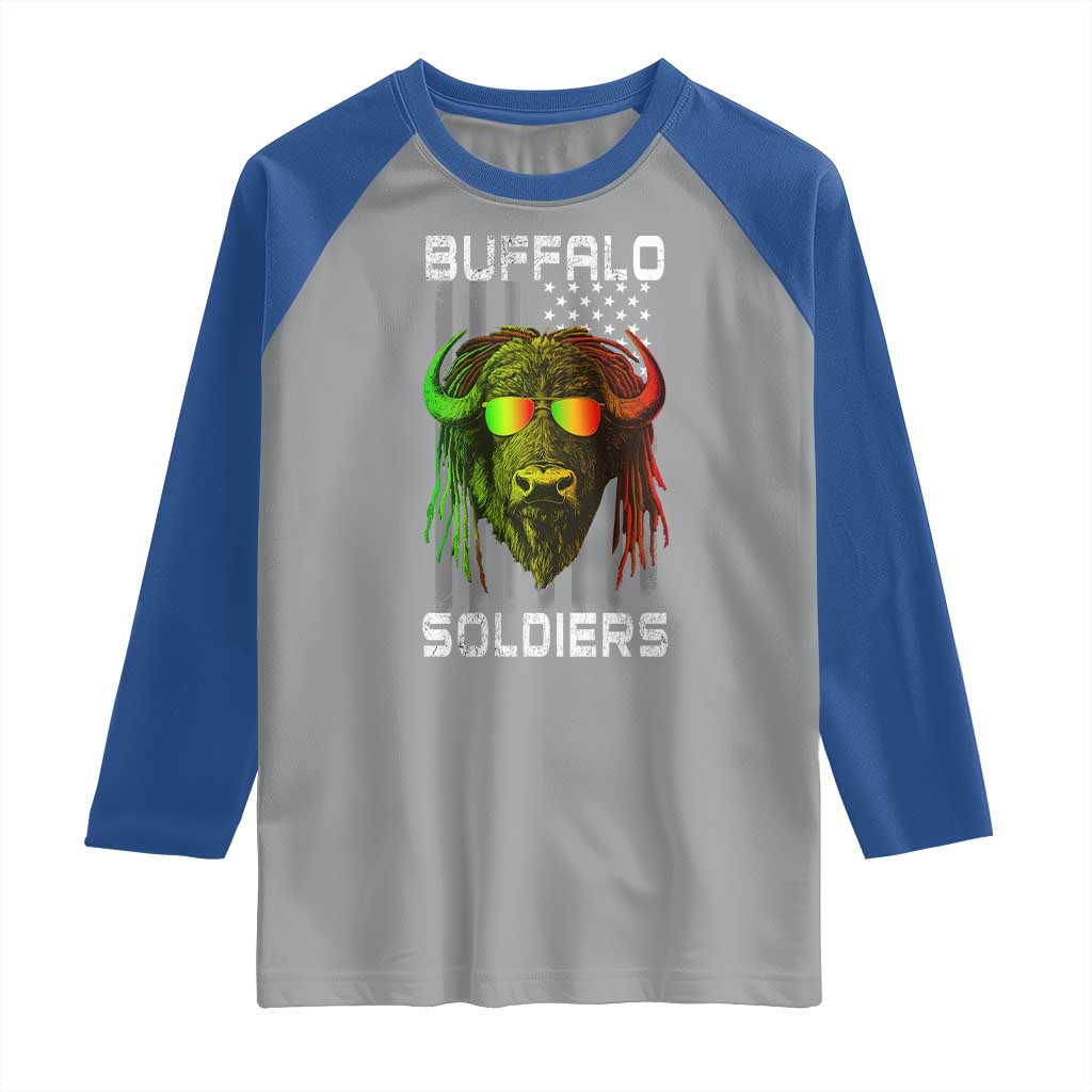 Retro Buffalo Soldiers Raglan Shirt 9th and 10th Cavalry African American Heros USA Flag - Wonder Print Shop