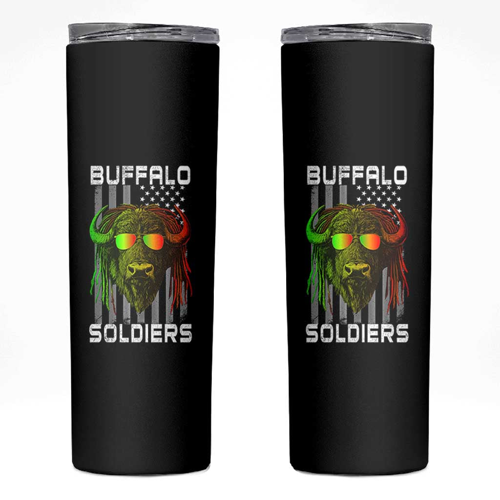 Retro Buffalo Soldiers Skinny Tumbler 9th and 10th Cavalry African American Heros USA Flag - Wonder Print Shop