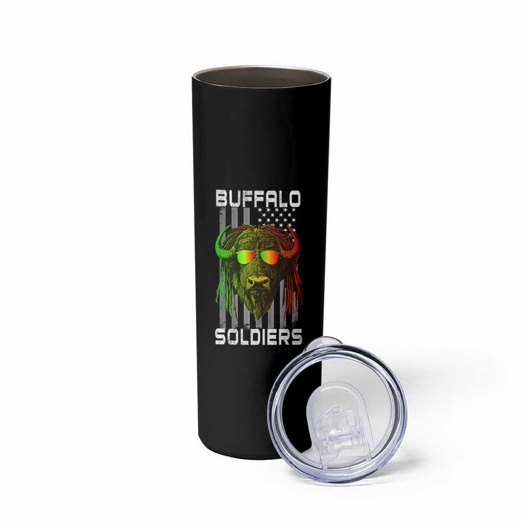 Retro Buffalo Soldiers Skinny Tumbler 9th and 10th Cavalry African American Heros USA Flag - Wonder Print Shop