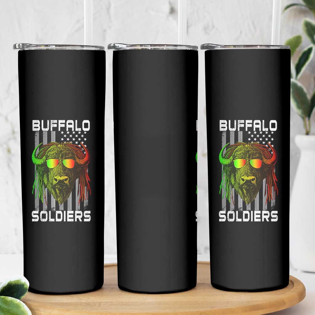 Retro Buffalo Soldiers Skinny Tumbler 9th and 10th Cavalry African American Heros USA Flag - Wonder Print Shop