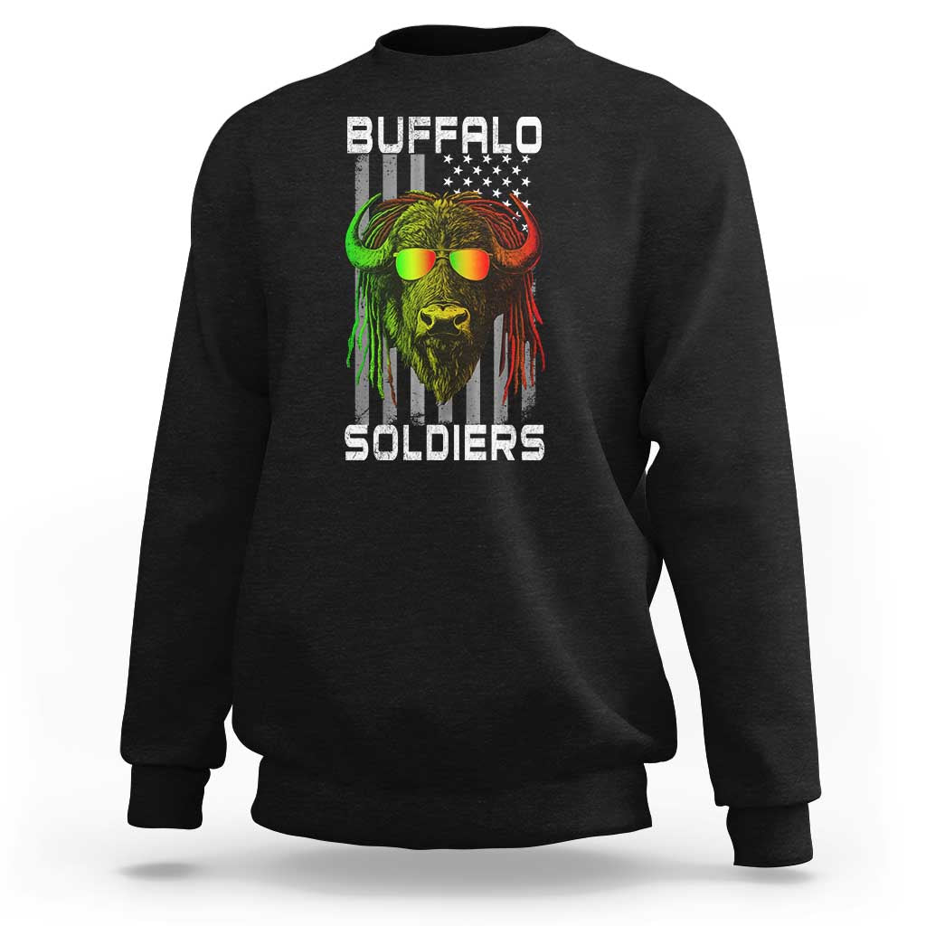 Retro Buffalo Soldiers Sweatshirt 9th and 10th Cavalry African American Heros USA Flag - Wonder Print Shop