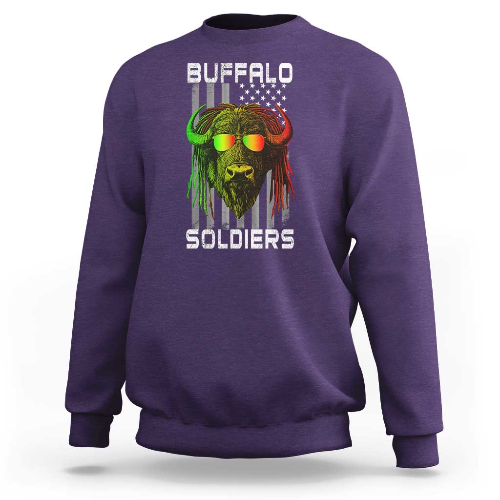 Retro Buffalo Soldiers Sweatshirt 9th and 10th Cavalry African American Heros USA Flag - Wonder Print Shop