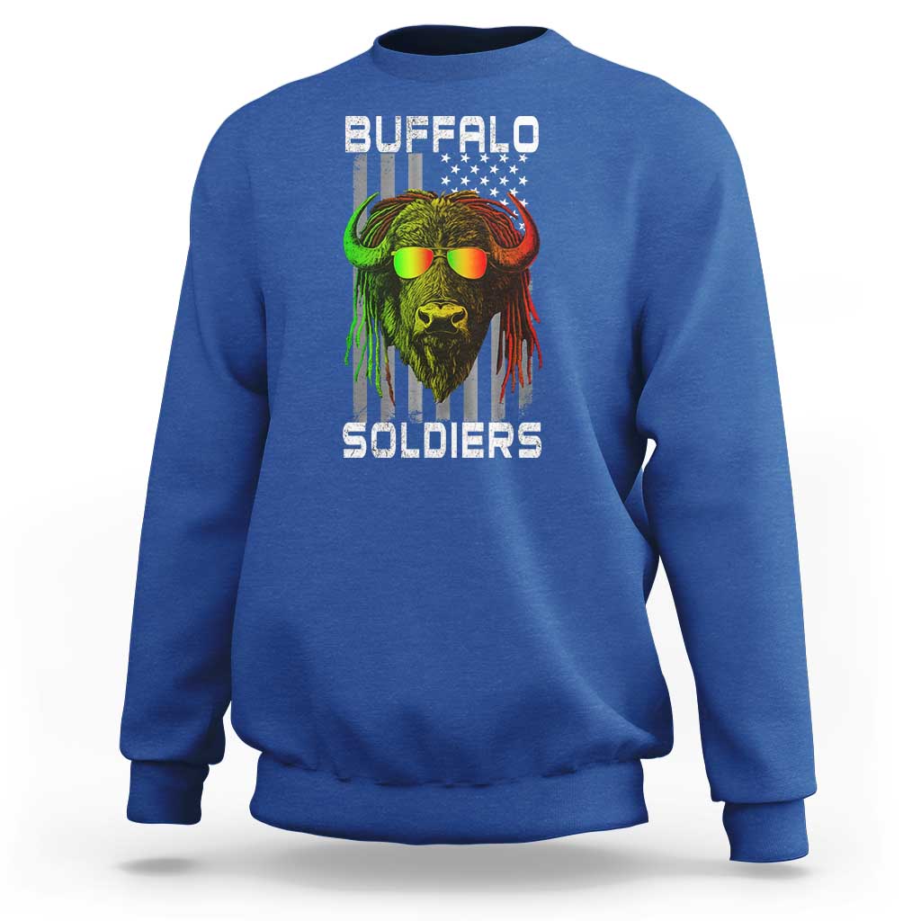 Retro Buffalo Soldiers Sweatshirt 9th and 10th Cavalry African American Heros USA Flag - Wonder Print Shop