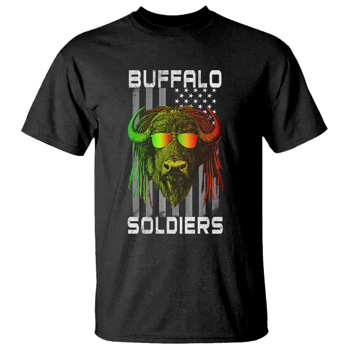 Retro Buffalo Soldiers T Shirt 9th and 10th Cavalry African American Heros USA Flag - Wonder Print Shop