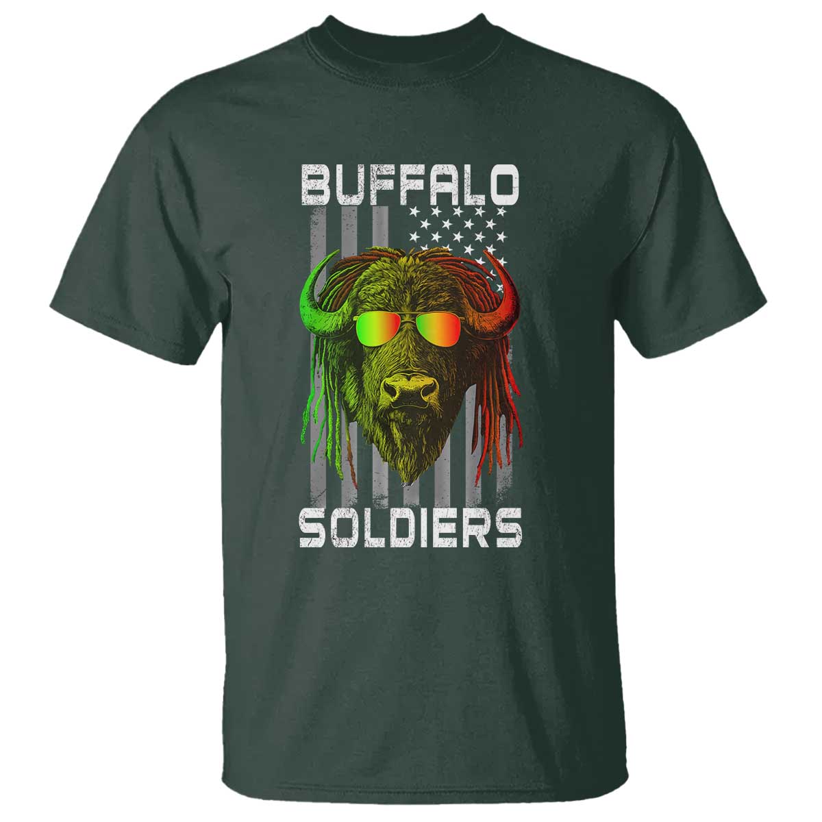 Retro Buffalo Soldiers T Shirt 9th and 10th Cavalry African American Heros USA Flag - Wonder Print Shop