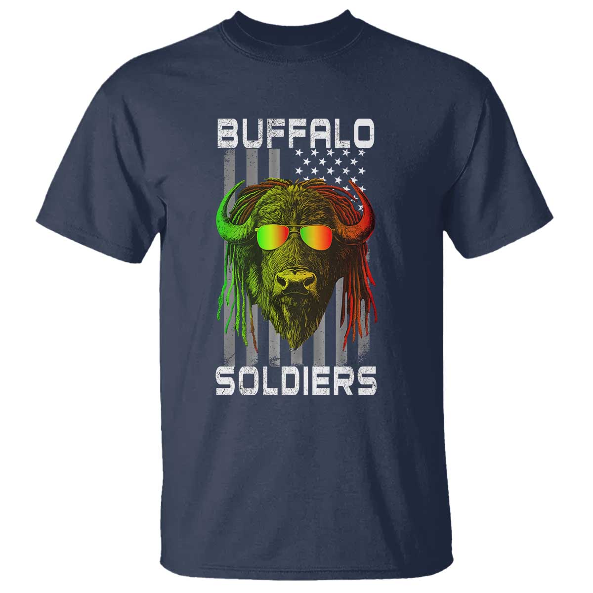 Retro Buffalo Soldiers T Shirt 9th and 10th Cavalry African American Heros USA Flag - Wonder Print Shop