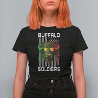 Retro Buffalo Soldiers T Shirt For Women 9th and 10th Cavalry African American Heros USA Flag - Wonder Print Shop