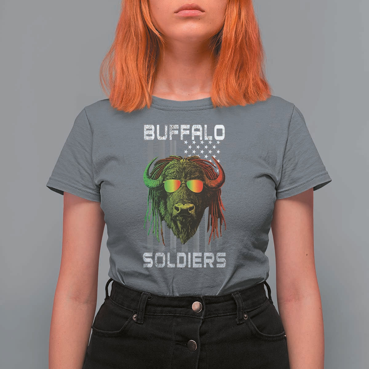 Retro Buffalo Soldiers T Shirt For Women 9th and 10th Cavalry African American Heros USA Flag - Wonder Print Shop