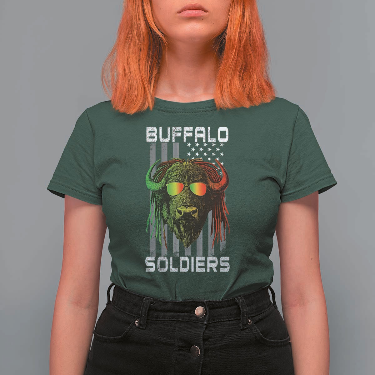 Retro Buffalo Soldiers T Shirt For Women 9th and 10th Cavalry African American Heros USA Flag - Wonder Print Shop