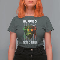 Retro Buffalo Soldiers T Shirt For Women 9th and 10th Cavalry African American Heros USA Flag - Wonder Print Shop