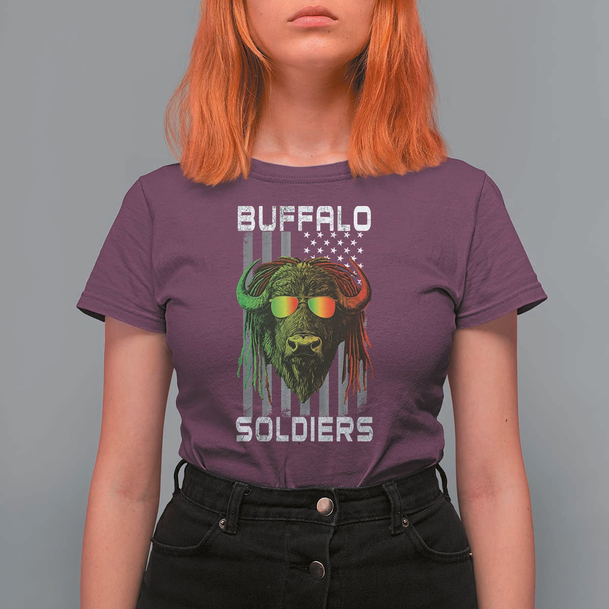 Retro Buffalo Soldiers T Shirt For Women 9th and 10th Cavalry African American Heros USA Flag - Wonder Print Shop