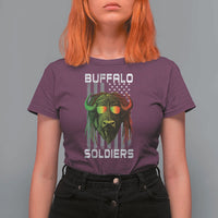Retro Buffalo Soldiers T Shirt For Women 9th and 10th Cavalry African American Heros USA Flag - Wonder Print Shop