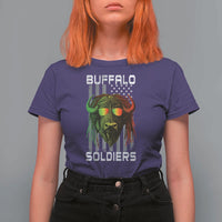 Retro Buffalo Soldiers T Shirt For Women 9th and 10th Cavalry African American Heros USA Flag - Wonder Print Shop