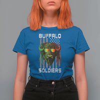 Retro Buffalo Soldiers T Shirt For Women 9th and 10th Cavalry African American Heros USA Flag - Wonder Print Shop