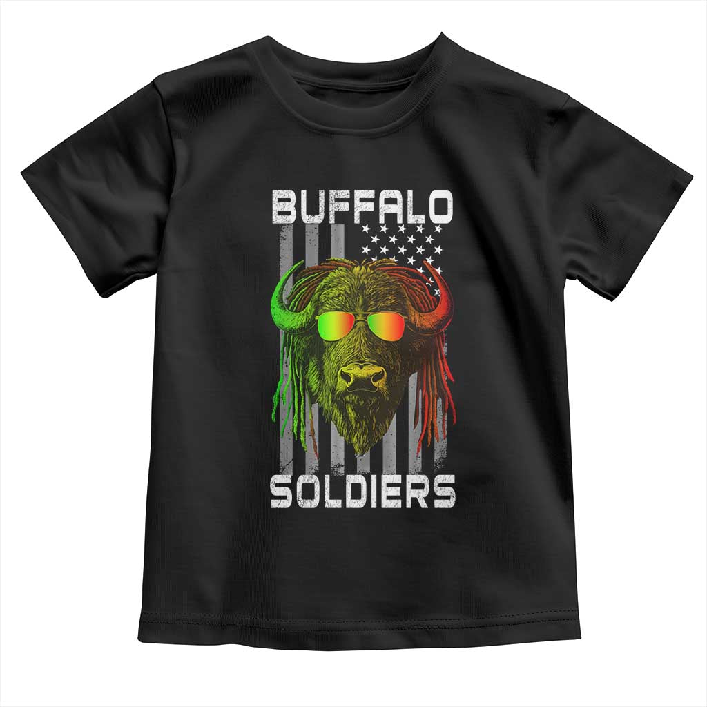 Retro Buffalo Soldiers Toddler T Shirt 9th and 10th Cavalry African American Heros USA Flag - Wonder Print Shop