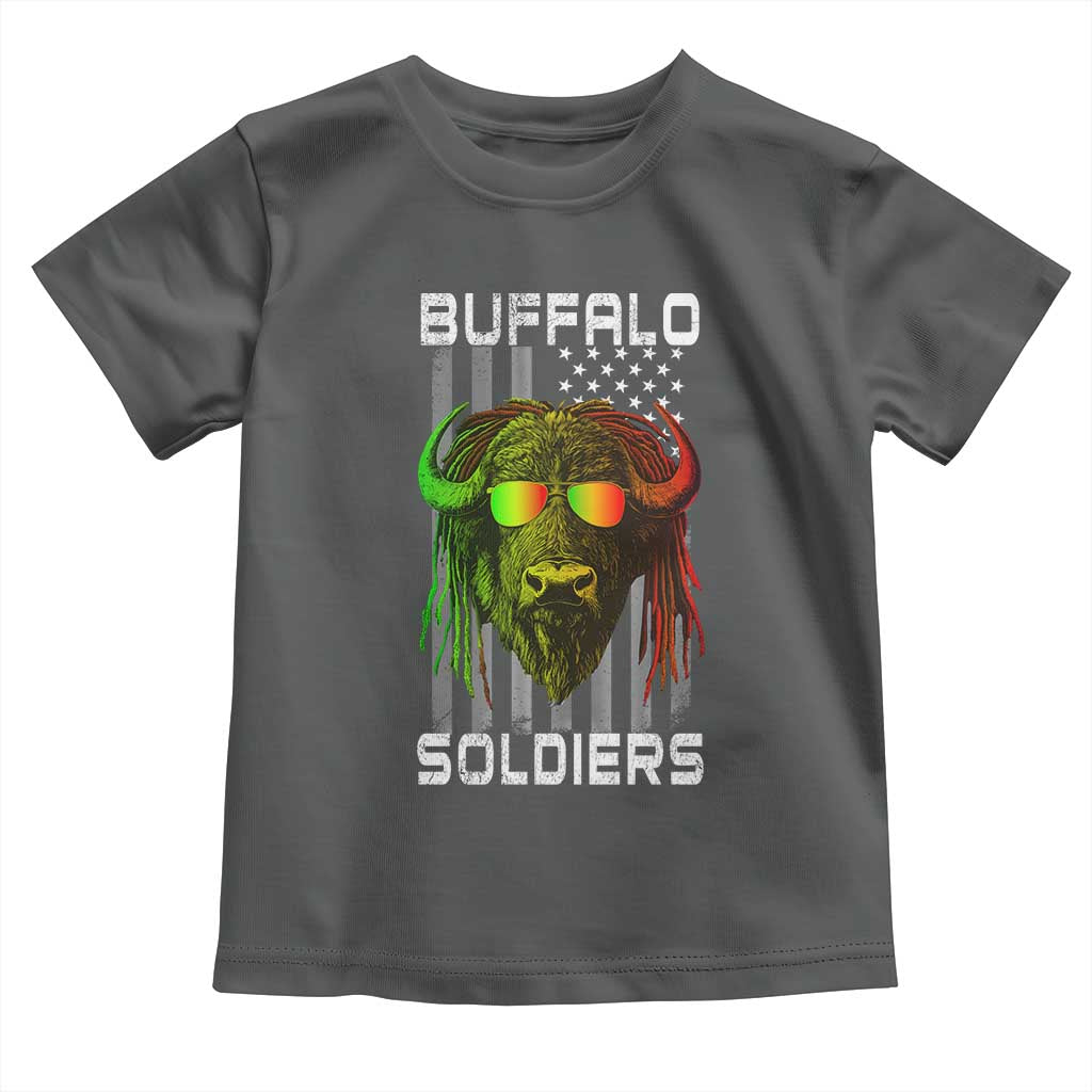 Retro Buffalo Soldiers Toddler T Shirt 9th and 10th Cavalry African American Heros USA Flag - Wonder Print Shop
