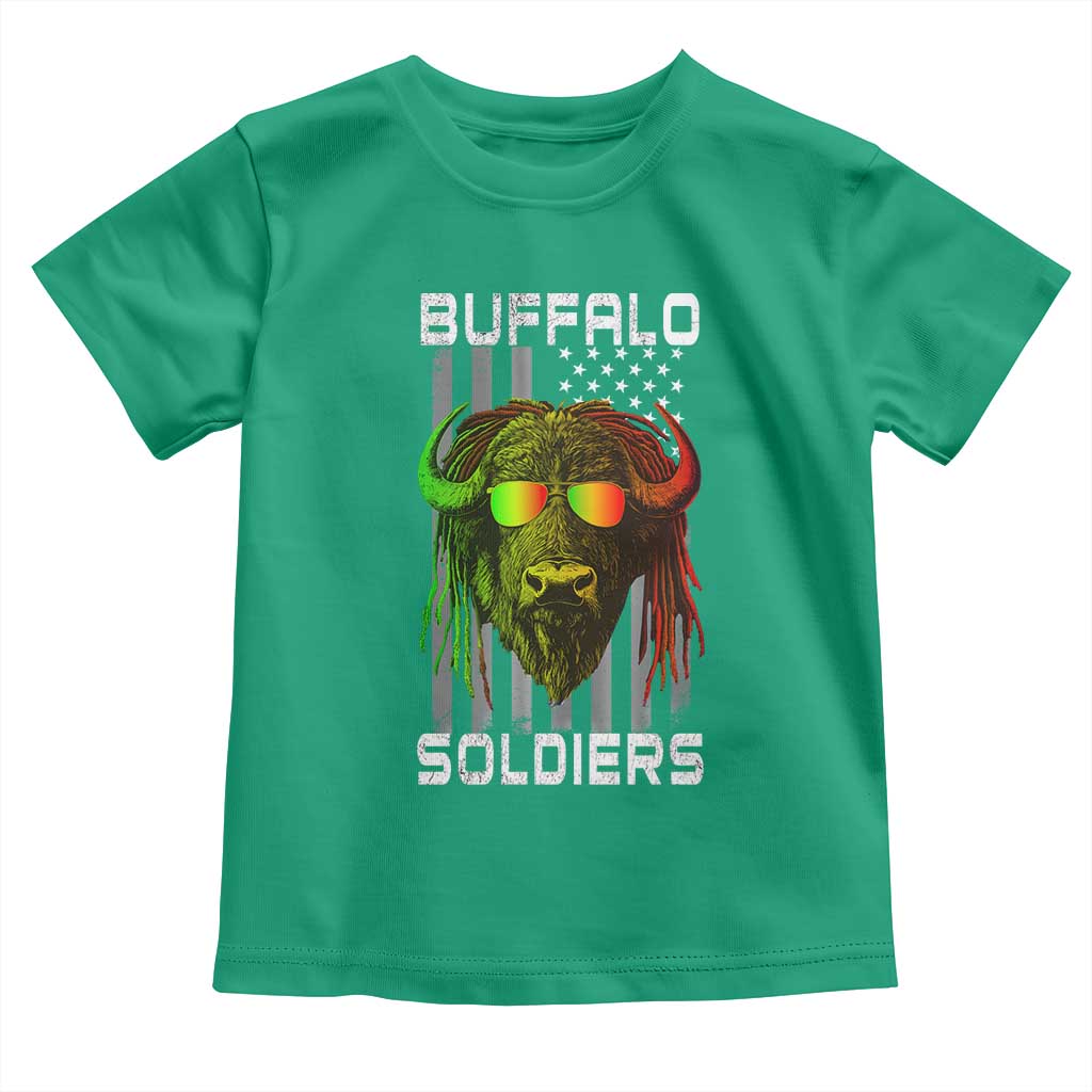 Retro Buffalo Soldiers Toddler T Shirt 9th and 10th Cavalry African American Heros USA Flag - Wonder Print Shop