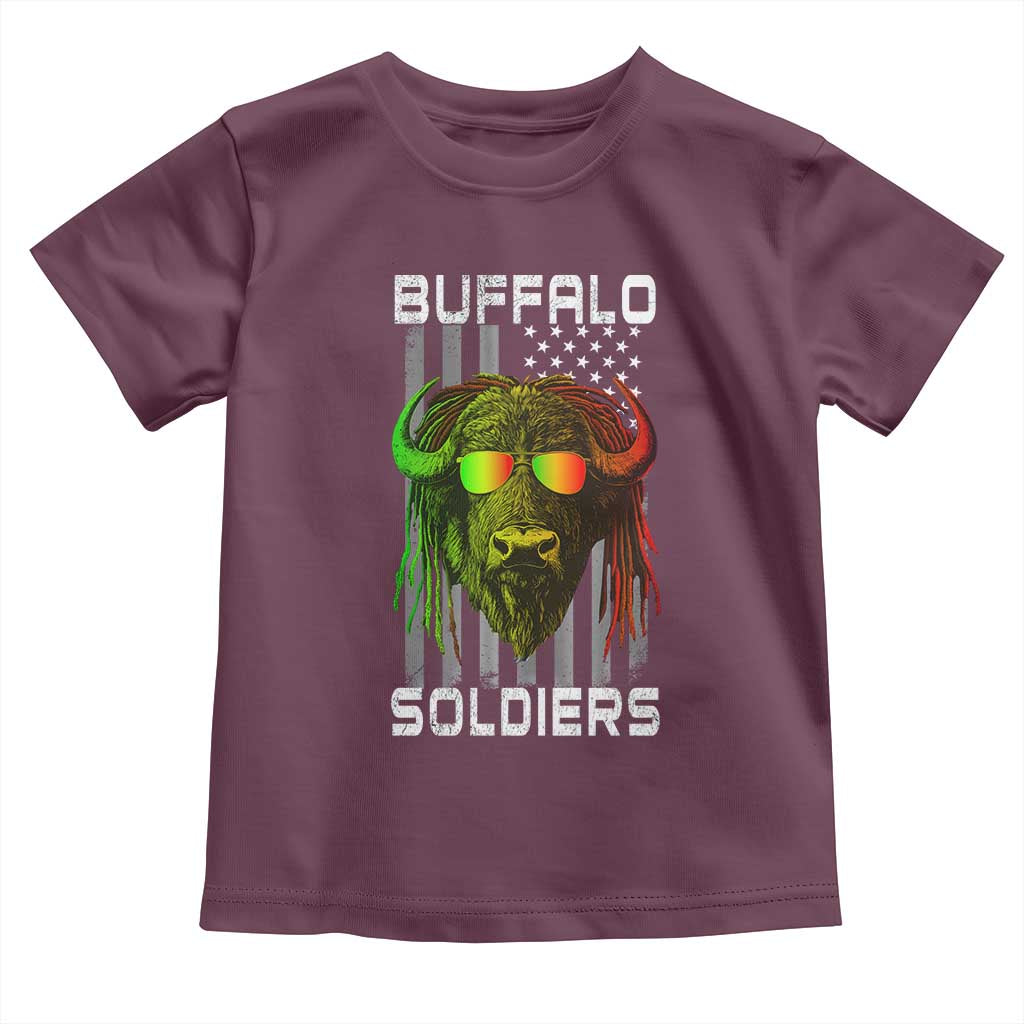 Retro Buffalo Soldiers Toddler T Shirt 9th and 10th Cavalry African American Heros USA Flag - Wonder Print Shop