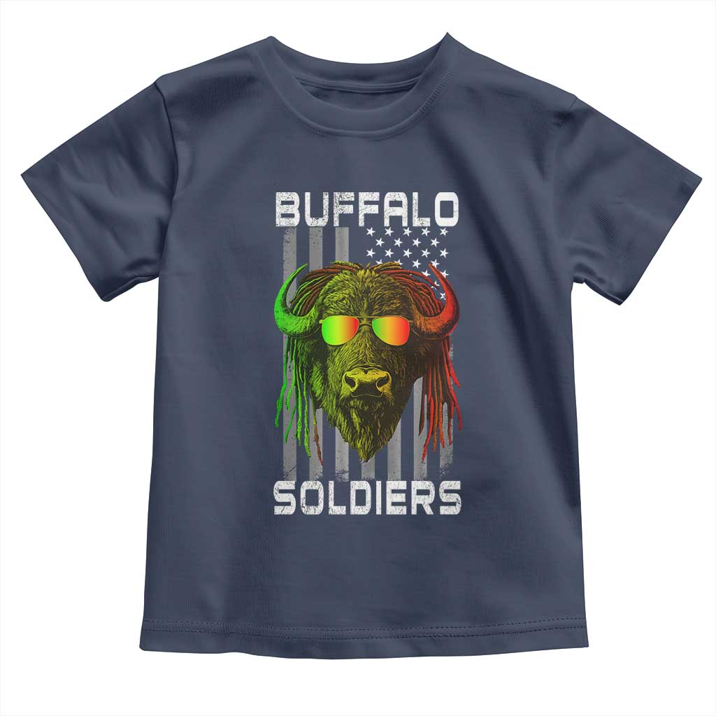 Retro Buffalo Soldiers Toddler T Shirt 9th and 10th Cavalry African American Heros USA Flag - Wonder Print Shop